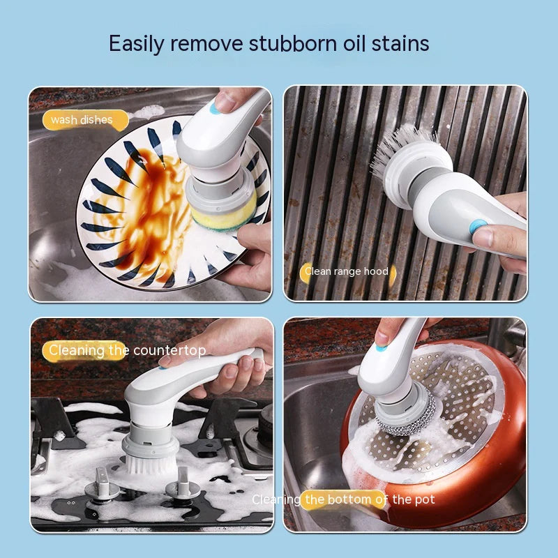 "Versatile Electric Plastic Cleaning Brush for Efficient Household Kitchen Use"